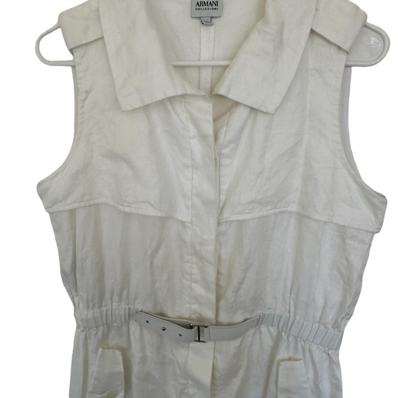Armani Collezioni White Linen Sleeveless Dress – Size 8 - Picture 6 of 13